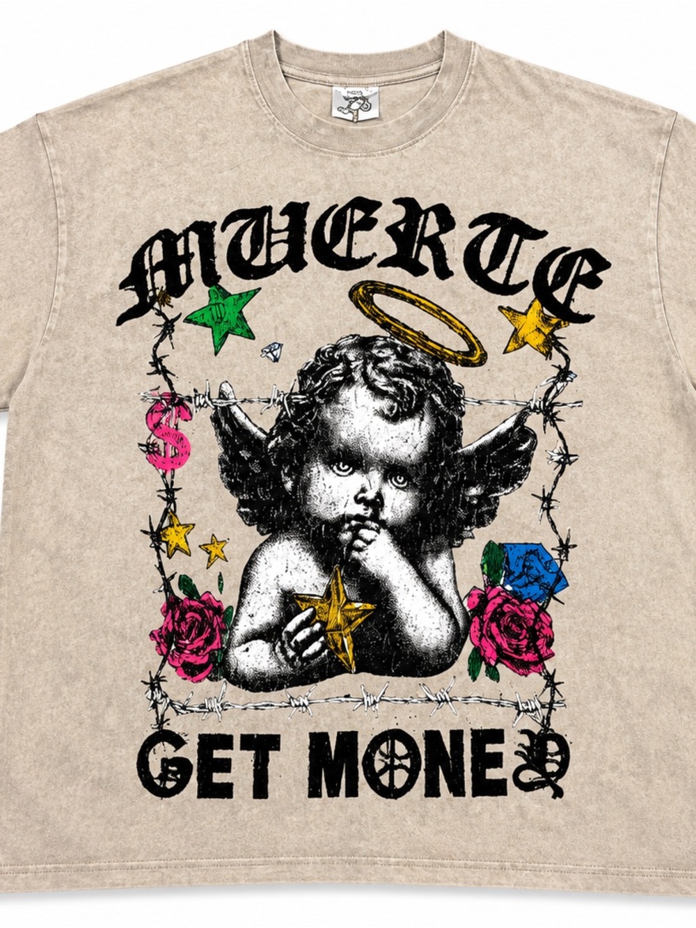 Muerte Get Money Graphic Tee - Beige Short Sleeve